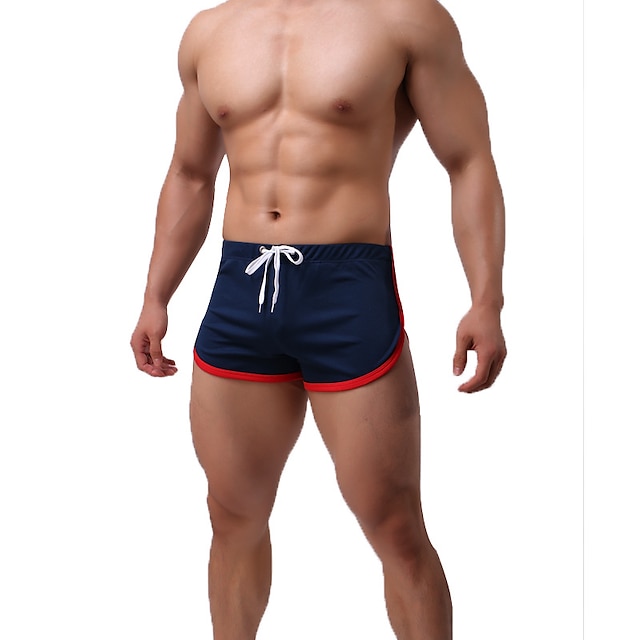  男性用 ランニングショーツ アスレチックショーツ ドローストリング ストライプトリム ショートパンツ スポーツ カジュアル 高通気性 速乾性 吸汗性 フィットネス ジムトレーニング マラソン スポーツウェア アクティブウェア 縞柄 ブラック ロイヤルブルー スカイブルー