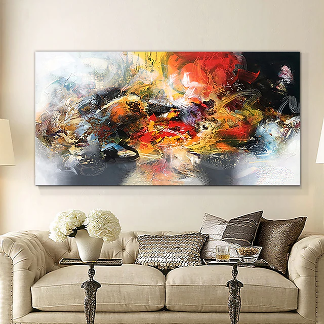Oil Painting Hand Painted Horizontal Abstract Modern Rolled Canvas (No Frame) 8