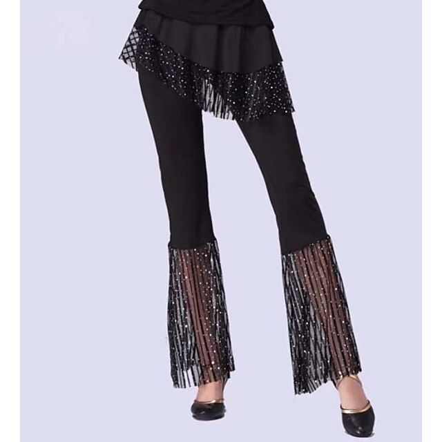 Ballroom Dance Pants Solid Tulle Women's Training Performance High Tulle Terylene4