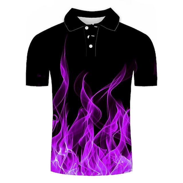  Men's Polo Shirt Tennis Shirt Golf Shirt Geometric Collar Turndown Blue Purple Orange Green 3D Print Casual Daily Short Sleeve 3D Print Print Clothing Apparel Fashion Casual
