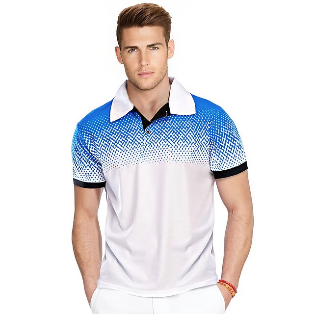 Men's Collar Polo Shirt Golf Shirt Tennis Shirt Polka Dot Collar