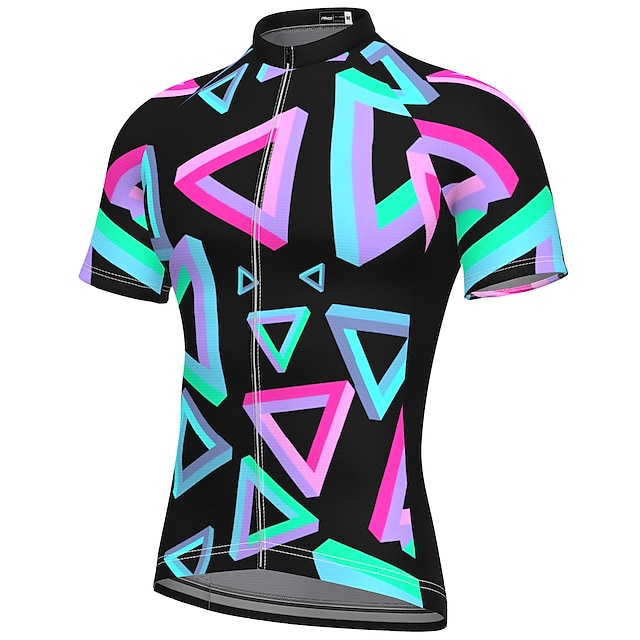  21Grams Men's Cycling Jersey Short Sleeve Bike Jersey Top with 3 Rear Pockets Mountain Bike MTB Road Bike Cycling Breathable Quick Dry Moisture Wicking Green Rainbow Spandex Polyester Sports Clothing