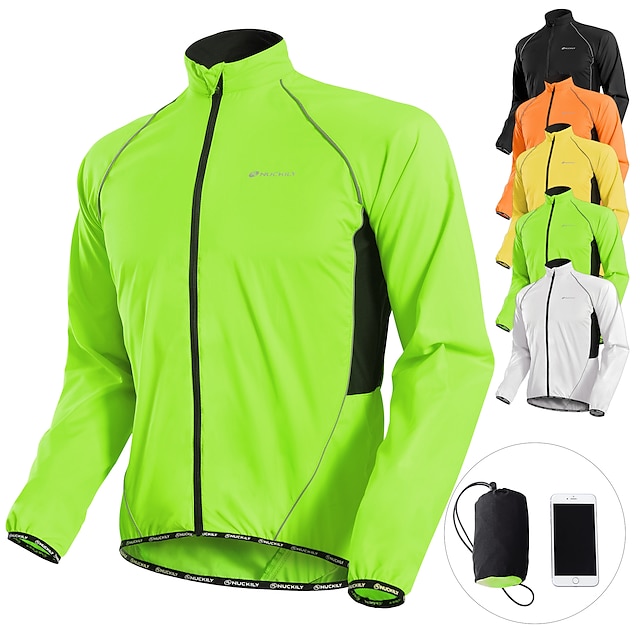  Nuckily Men's Cycling Jacket Rain Jacket Packable Waterproof Windproof UV Protection Bike Jacket Windbreaker Mountain Bike MTB Road Bike Cycling City Bike Cycling Black White Yellow Bike Wear