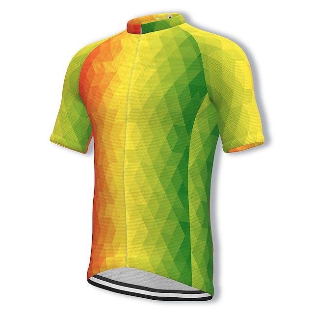  21Grams Men's Cycling Jersey Short Sleeve Bike Jersey Top with 3 Rear Pockets Mountain Bike MTB Road Bike Cycling Breathable Quick Dry Moisture Wicking Yellow Rainbow Gradient Spandex Polyester Sports