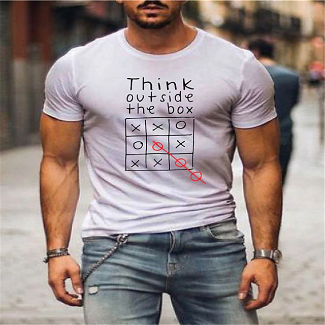 Men's Tic Tac Toe Winning Game Graphic T-Shirt Casual Lifestyle Short Sleeve Top 15