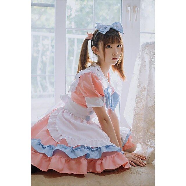 Toys & Hobbies Cosplay & Costumes | Lolita School Lolita Cute Dress Maid Suits Womens Japanese Cosplay Costumes Pink Solid Color