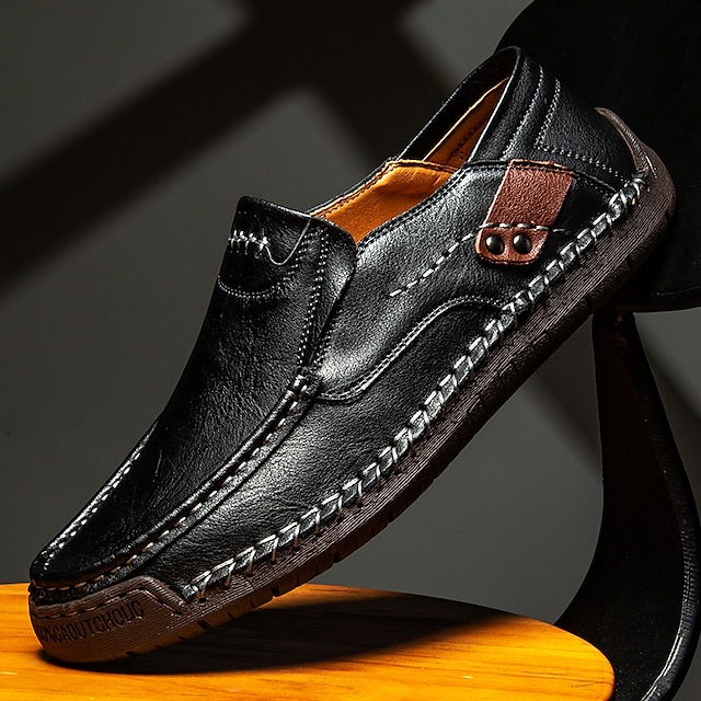  Herr Tofflor och Slip-Ons Plusstorlekar Handgjorda skor Vintage Klassisk Utomhus Kontor & Karriär Mikrofiber Loafers Ljusbrun Mörkbrun Svart Vår Höst