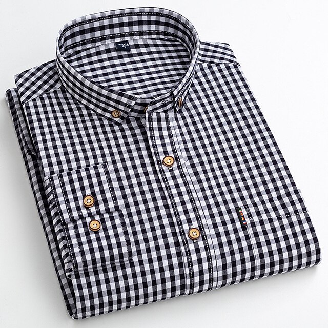 Men's Dress Shirt Plaid Shirt Button Down Shirt Collared Shirt B C D ...
