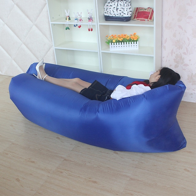  sofá inflável de poliéster saco de dormir portátil externo com rede sofá-cama dobrável de ar