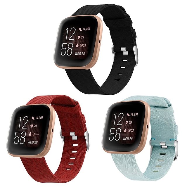 For Fitbit Versa Sports Fitness Replacement Leather+Woven Fabric Bands Strap 