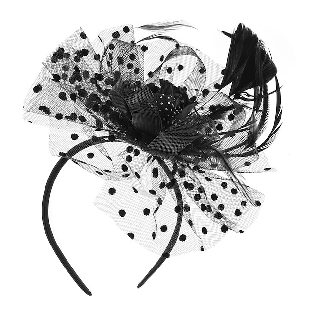  bibis kentucky derby chapeau plume occasion spéciale fête / soirée journée des dames melbourne tasse cocktail style fleur élégant avec plume à pois casque couvre-chef