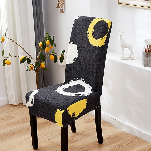  Housse de chaise de salle à manger housse de siège de chaise extensible doux motif de fleurs florales durable lavable protecteur de meubles pour la fête de salle à manger