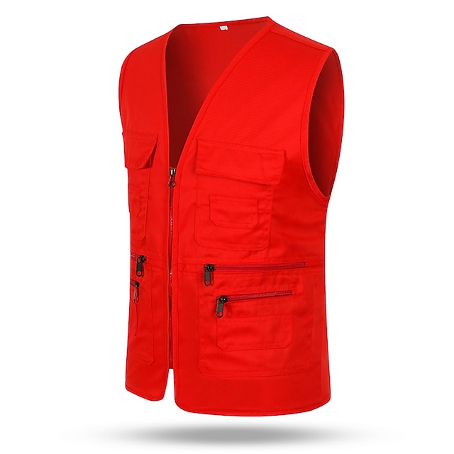 gilet de pêche de randonnée pour hommes gilet de travail en plein air décontracté léger avec plusieurs poches automne / automne printemps voyage cargo safari photo résistance à l'usure gilet respirant veste manteau haut