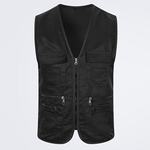  Herren Anglerweste Militärische taktische Weste Weste für Wanderer Ärmellos V Ausschnitt Weste / Fahrradweste Jacke Shirt Außen Atmungsaktiv Rasche Trocknung Leicht Multi Pocket Baumwolle Polyester