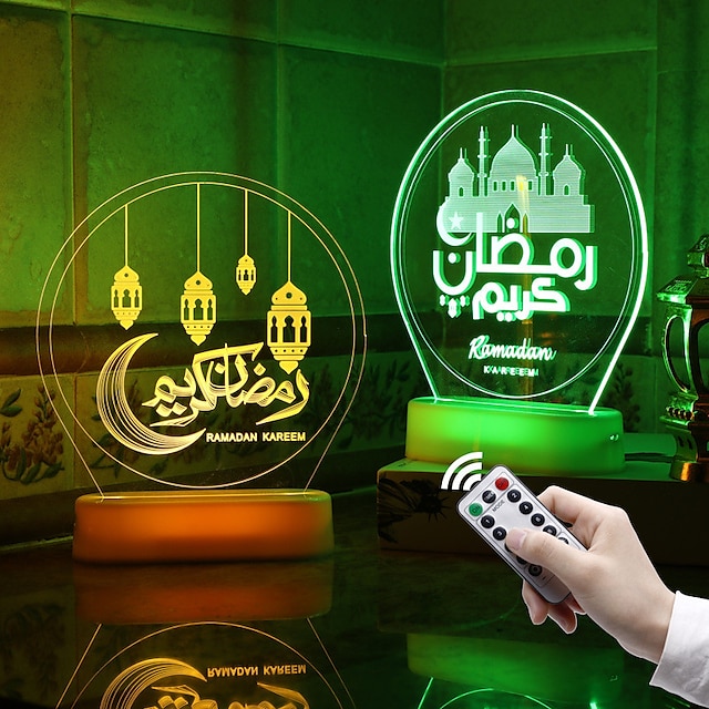  ramadan eid luzes festival muçulmano decorações mubarak bateria 3d colorida lâmpada de lua querosene forma lâmpada palácio farol islam suprimentos de festa