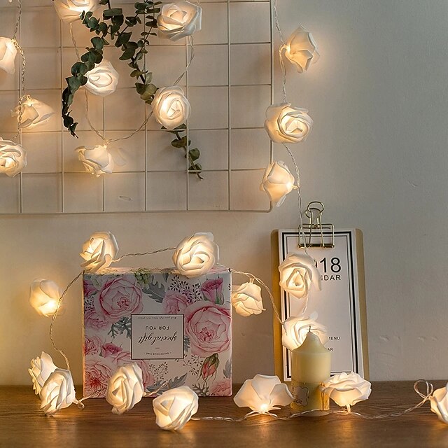  3M 6m Guirlandes Lumineuses 20/40 LED 1 jeu Blanc Chaud Lumières de vacances Noël Nouvel An Soirée Décorative Vacances Alimenté par Port USB Piles AA alimentées