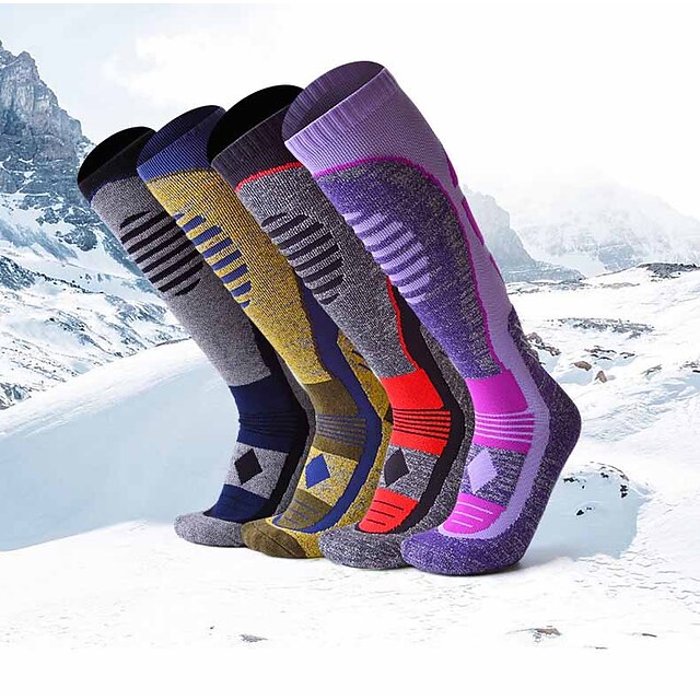 1Pair Long Thermal Winter Warm Walking Hiking Skiing Boot Socks Pink UK 3-6 