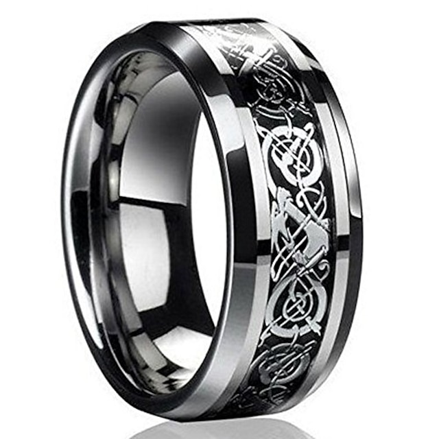 2018 Men's Stainless Steel Ring Silvering Celtic Dragon Finger Rings Jewelry 8MM 