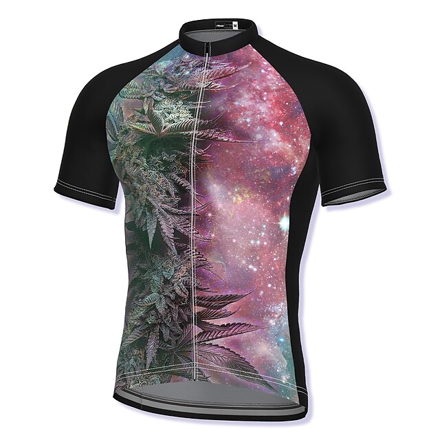  21Grams Men's Cycling Jersey Short Sleeve Bike Jersey Top with 3 Rear Pockets Mountain Bike MTB Road Bike Cycling Breathable Quick Dry Moisture Wicking Purple Graphic Patterned Spandex Polyester