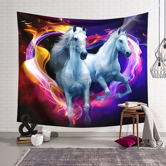  3D Animal Wall Tapestry Art Decor Blanket Curtain Hanging Home Bedroom Living Room Colourful Polyester Horse