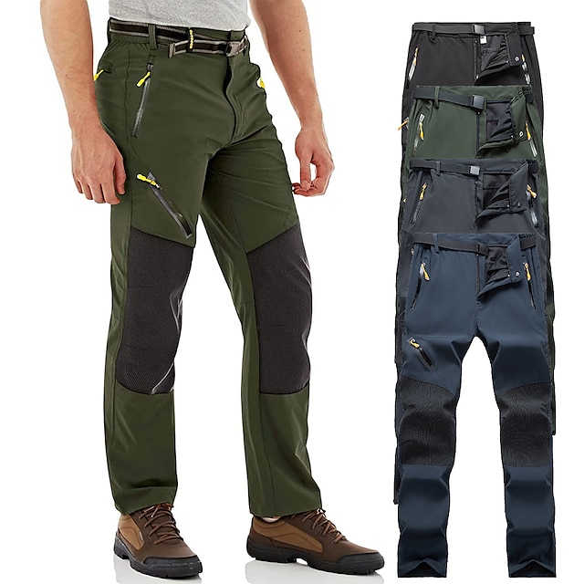  Men's Water Resistant Work Pants Hiking Mountain Pants Trousers Military Outdoor Summer Ripstop Quick Dry Pants Spandex 4 Zipper Pockets Elastic Waist Lightweight Bottoms Navy Gray Black Army Green