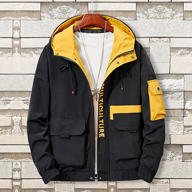 yellow hiking jacket