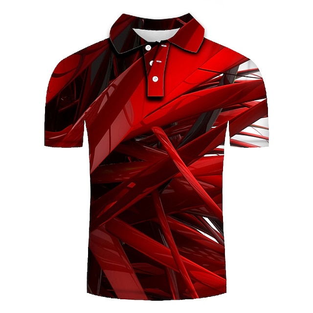  Męskie Koszulka polo Koszula tenisowa Koszula golfowa Geometryczny Kołnierz Wieczorne Żółty Czerwony Granatowy Fioletowy Pomarańczowy Druk 3D Codzienny Święto Krótki rękaw Druk 3D Nadruk Odzież Moda