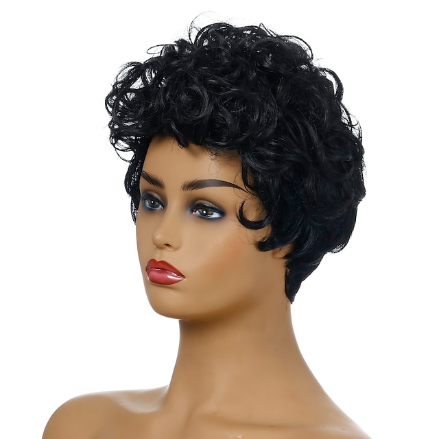 Beauty & Hair Wigs & Hair Pieces | Pixie Cut Wigs Black Wig European And American WIG Fashion Ladies Short Curly Hair Chemical F