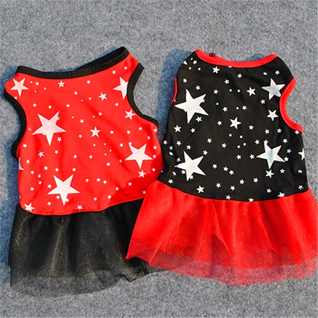  Cat Dog Dress Puppy Clothes Stars Casual / Daily Dog Clothes Puppy Clothes Dog Outfits Black Red Costume for Girl and Boy Dog Terylene XS S M L