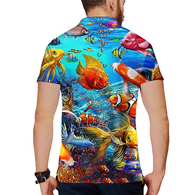 Men's Polo Shirt Tennis Shirt Golf Shirt Animal Graphic Prints Fish ...