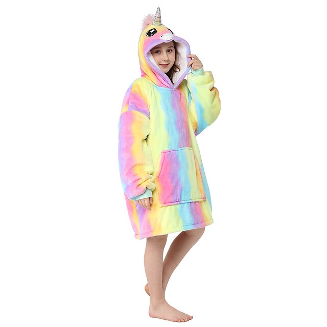 Toys & Hobbies Cosplay & Costumes | Kids Kigurumi Pajamas Unicorn Onesie Pajamas Flannel Fabric Rainbow Cosplay For Boys and Gir