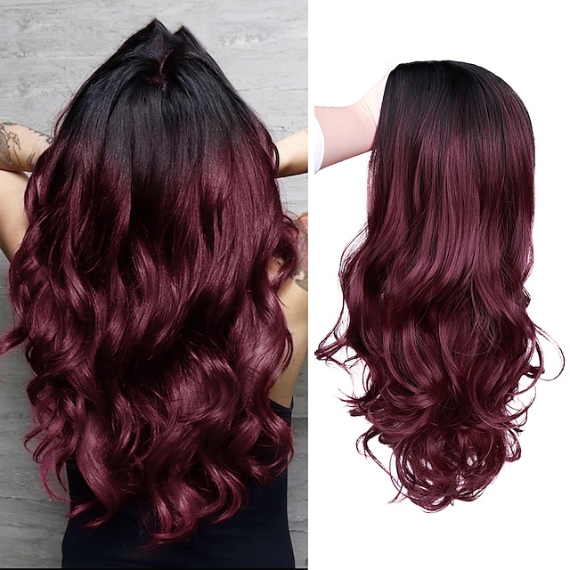 Beauty & Hair Wigs & Hair Pieces | Synthetic Wig Deep Wave Middle Part Wig Medium Length A1 A2 A3 A4 A5 Synthetic Hair Womens Co