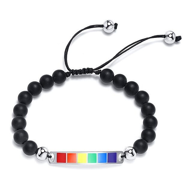  Bead Bracelet Beads Rainbow Simple Stone Bracelet Jewelry White beads / Black beads For Gift