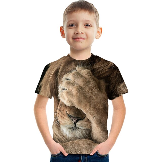 Boys 3D Graphic Animal Tee Short Sleeve 3D Print Summer Active Polyester Rayon Kids 3-12 Years3