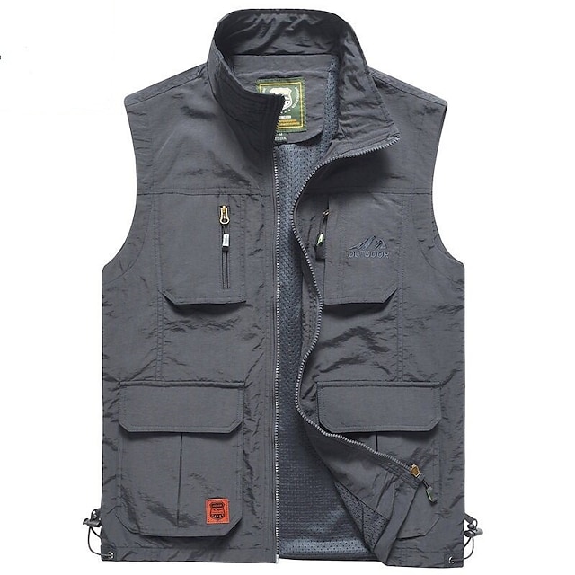  Men's Hiking Vest / Gilet Fishing Vest Military Tactical Vest Sleeveless Vest / Gilet Jacket Top Outdoor Quick Dry Lightweight Breathable Soft Autumn / Fall Spring Summer Spandex Polyester Solid Color