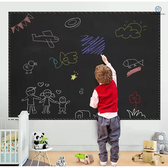  2PCS Removable PVC Blackboard Stickers Blackboard Wall Sticker Decoration for Kids Dedrooms Durable 45x100cm