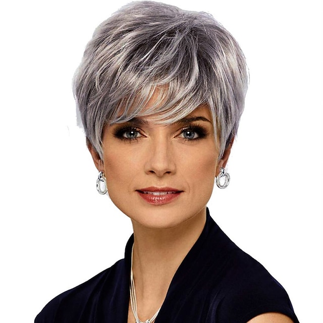 Beauty & Hair Wigs & Hair Pieces | Gray Wigs for Women Synthetic Wig Natural Straight Short Bob Wig Short Silver Grey Synthetic 