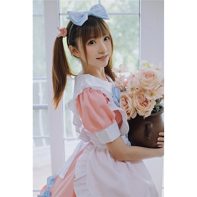 Toys & Hobbies Cosplay & Costumes | Lolita School Lolita Cute Dress Maid Suits Womens Japanese Cosplay Costumes Pink Solid Color