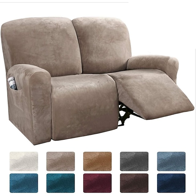  capa de sofá reclinável seccional 1 conjunto de 6 peças de microfibra stretch de alta elasticidade de veludo capa de sofá de veludo capa de sofá para 2 lugares almofada sofá reclinável