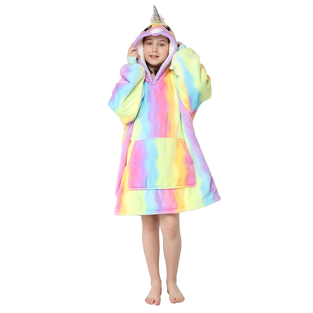 Toys & Hobbies Cosplay & Costumes | Kids Kigurumi Pajamas Unicorn Onesie Pajamas Flannel Fabric Rainbow Cosplay For Boys and Gir