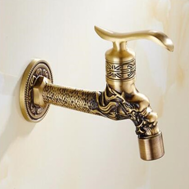 Outdoor Faucet,Wall Mount Antique Brass Faucet,Garden Outdoor ...