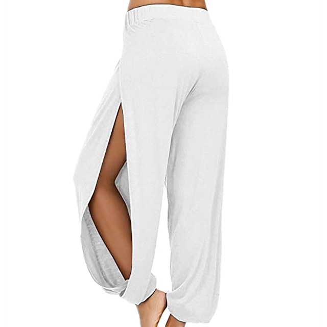  Women's Yoga Pants Harem High Split Zumba Yoga Fitness Pants Bloomers Bottoms White Black Green Sports Activewear Micro-elastic Loose / Casual / Athleisure