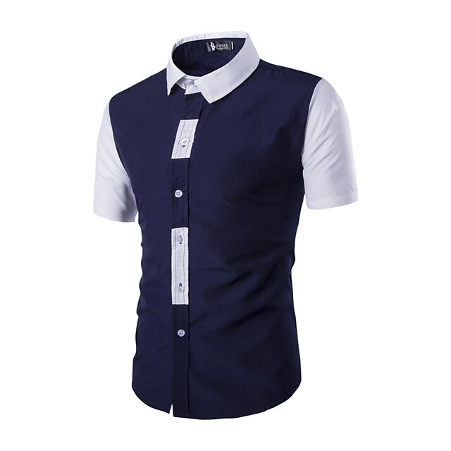 Mens Clothing Mens Shirts | Mens Casual Shirt Solid Colored Collar Casual Daily Button-Down Short Sleeve Tops Casual Fashion Bre