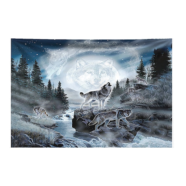 Home & Garden Home Decor | 3D Wolf Wall Tapestry Art Decor Blanket Curtain Hanging Home Bedroom Living Room Decoration Polyester