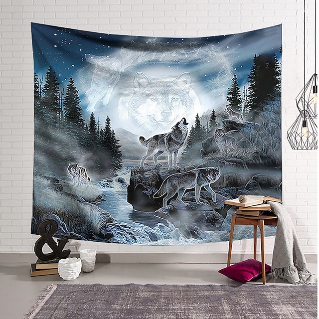 Home & Garden Home Decor | 3D Wolf Wall Tapestry Art Decor Blanket Curtain Hanging Home Bedroom Living Room Decoration Polyester