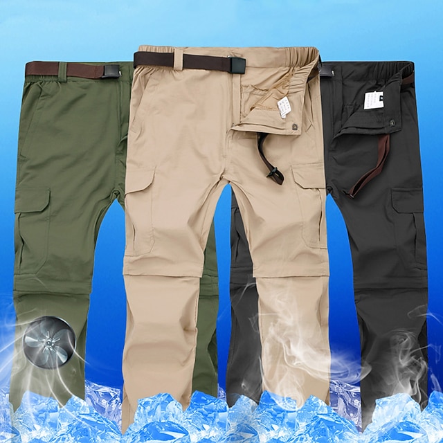 Men's Hiking Pants Black Trousers Convertible Pants / Zip Off Pants Solid Color Summer Outdoor