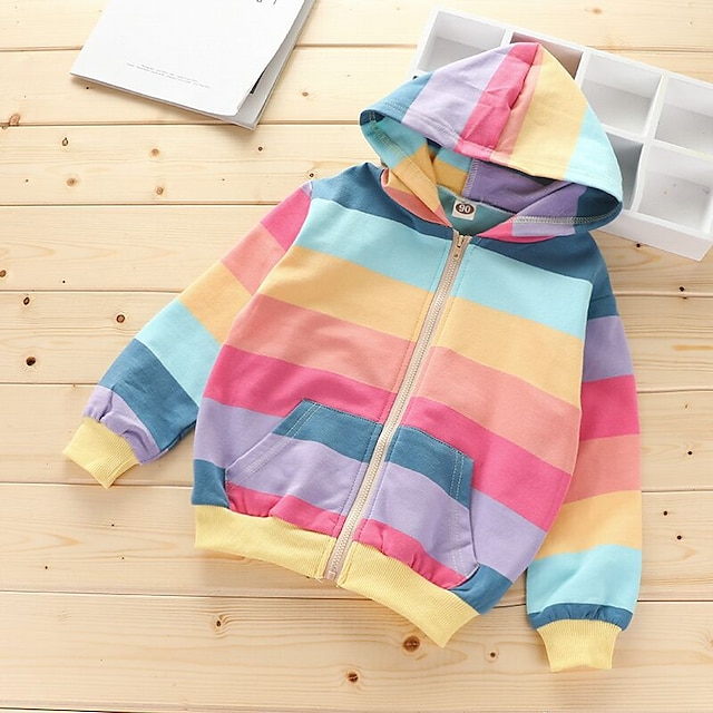 Baby & Kids Girls Clothing | Kids Girls Pullover Long Sleeve Rainbow Color Block Purple Light Blue Children Tops Autumn / Fall A