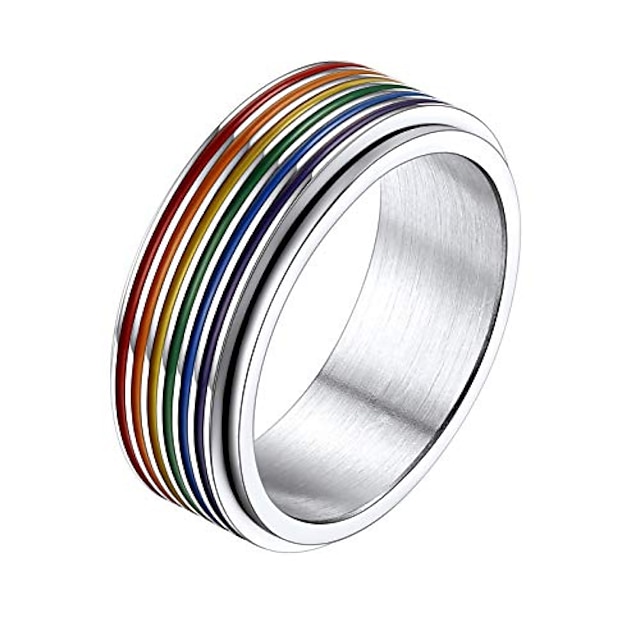  anelli prosteel pride per donna uomo taglia 9 in acciaio inossidabile lgbtq pride rainbow fidget ring