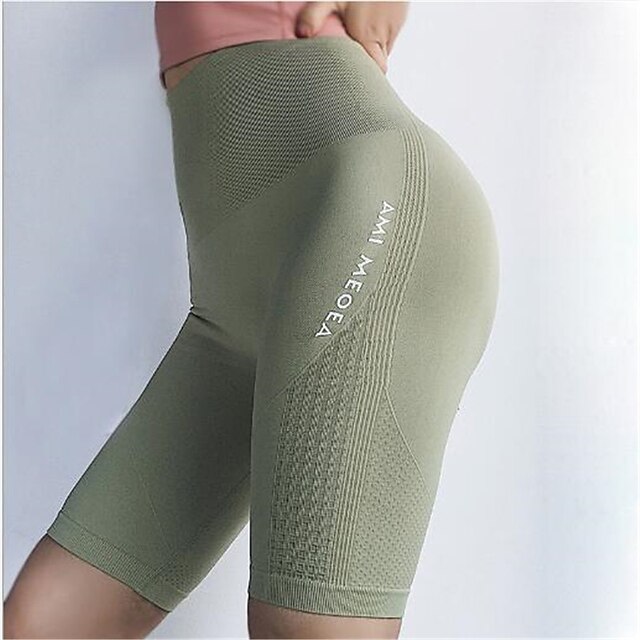  Women's Yoga Shorts Quick Dry High Waist Yoga Fitness Gym Workout Shorts Bottoms Black Green Gray Sports Activewear Micro-elastic / Athletic / Athleisure