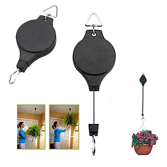  Retractable Hanging Plant Potted Telescopic Hook Garden Orchid Pots Pulley Pull Down Hanger Bird Cage Free Wheeling Lifting Hook